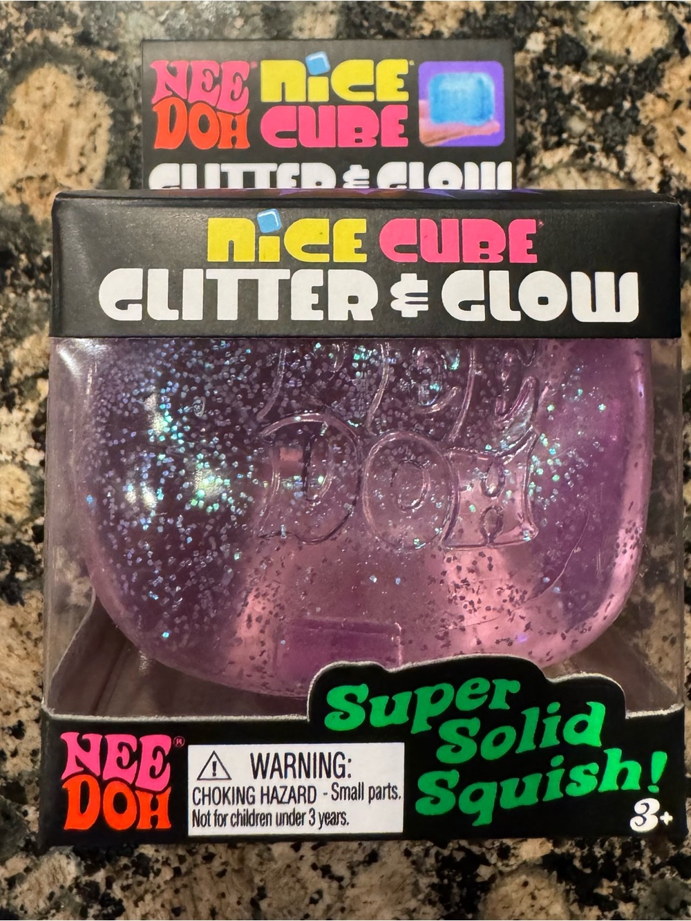 NeeDoh Nice Cube Glitter & Glow Super Solid Squish - Purple - Picture 4 of 4